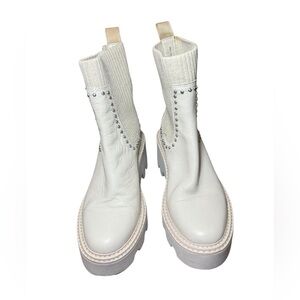 Dolce Vita White Ankle Boots with Studded Detail